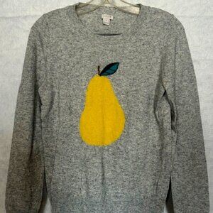 Gray J Crew Sweater with yellow pear. Super cute and in great condition. Size S